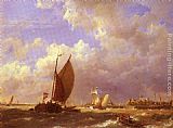 Hermanus Koekkoek Snr A Sunlit Dock painting